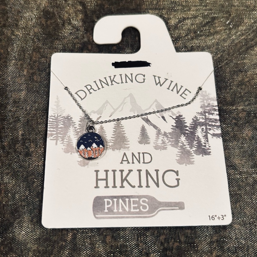 Silver Mountain Hiking Pendant Necklace